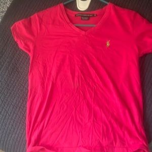 Hot pink Polo Ralph Lauren v neck tshirt size XS